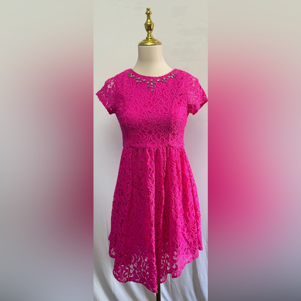 GB Girls Fuchsia Lace Dress